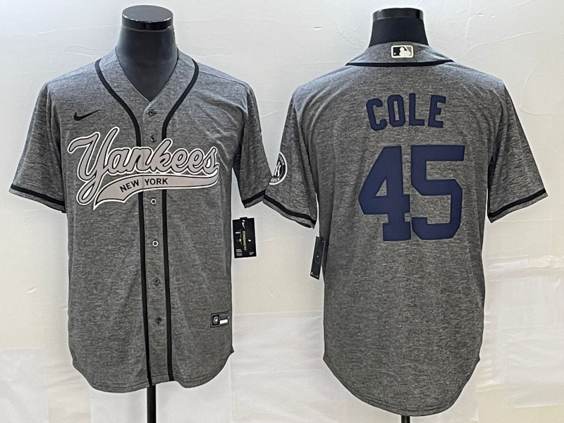 Men's New York Yankees Gerrit Cole #45 Gray Jersey Joint Edition